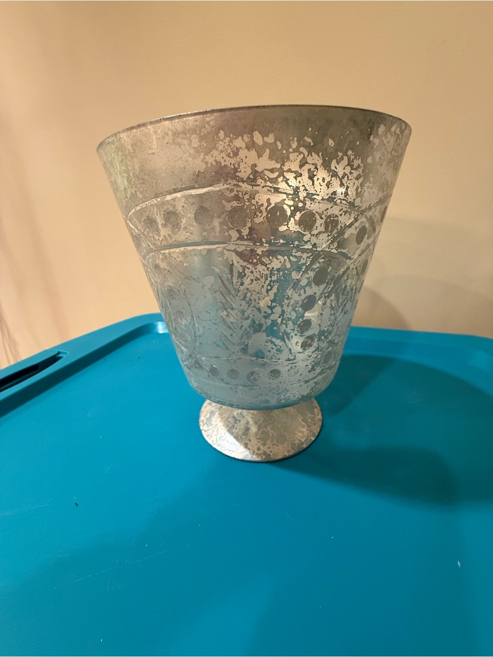 Silver Mercury Glass Decorative Vase / Candle Holder